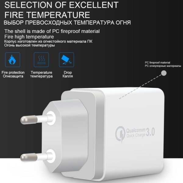 SDC-30W 2-in-1 USB-naar-micro-USB-datakabel + 30W QC 3.0 USB + 2.4A dubbele USB 2.0-poorten Mobiele telefoon Tablet PC Universele snellader Reisladerset, EU-stekker