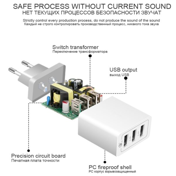 SDC-30W 2-in-1 USB-naar-micro-USB-datakabel + 30W QC 3.0 USB + 2.4A dubbele USB 2.0-poorten Mobiele telefoon Tablet PC Universele snellader Reisladerset, EU-stekker