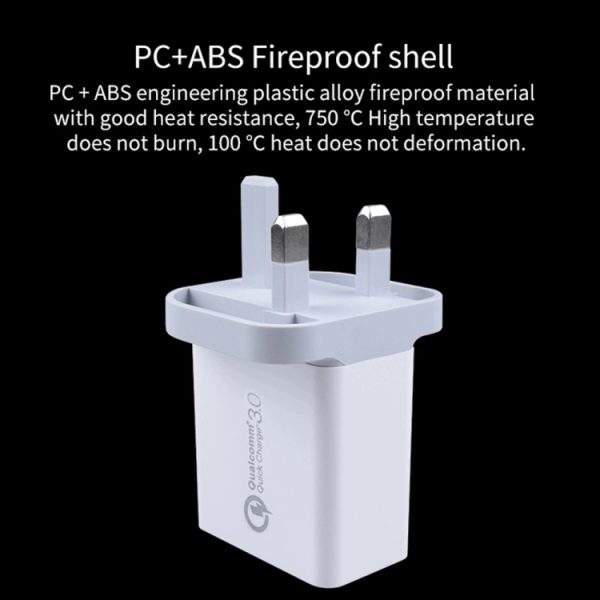 SDC-30W 2 in 1 USB naar USB-C / Type-C datakabel + 30W QC 3.0 USB + 2.4A dubbele USB 2.0-poorten Mobiele telefoon Tablet PC Universele snellader Reisladerset, VK-stekker
