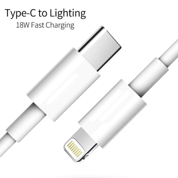 LZ-819A+C 18W QC3.0 USB + PD USB-C / Type-C-interface reislader met indicatielampje + USB-C / Type-C naar 8-pins datakabelset voor snel opladen, EU-stekker, EU Plug