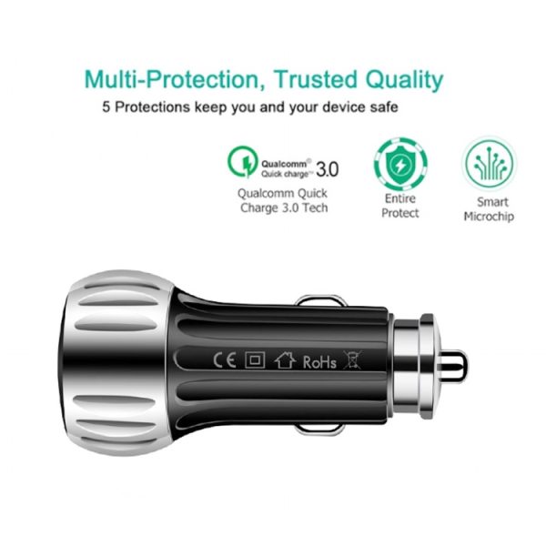 YSY-310QC18W QC3.0 USB-autolader met twee poorten voor Apple / Huawei / Samsung / Xiaomi, YSY-310QC18W, Car Charger