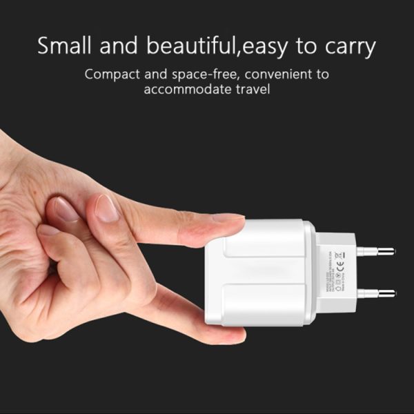 Dubbele USB draagbare reisoplader + 1 meter USB naar Type-C datakabel, EU-stekker
