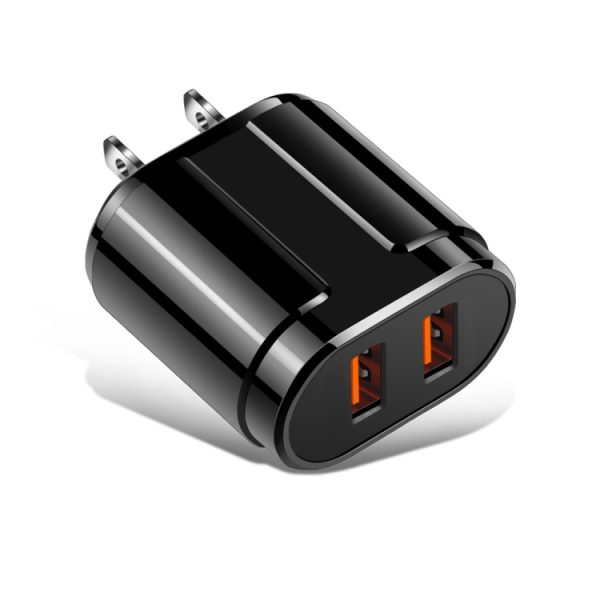 Dubbele draagbare USB-reisoplader + 1 meter USB naar micro-USB-datakabel, Amerikaanse stekker