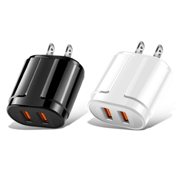 Dubbele draagbare USB-reisoplader + 1 meter USB naar micro-USB-datakabel, Amerikaanse stekker