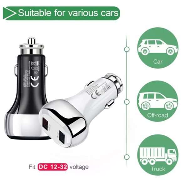 YSY-312 18W draagbare QC3.0 Dual USB mobiele telefoons en tablet-pc's Universele autolader, Car Charger