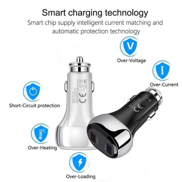 YSY-312 18W draagbare QC3.0 Dual USB mobiele telefoons en tablet-pc's Universele autolader, Car Charger