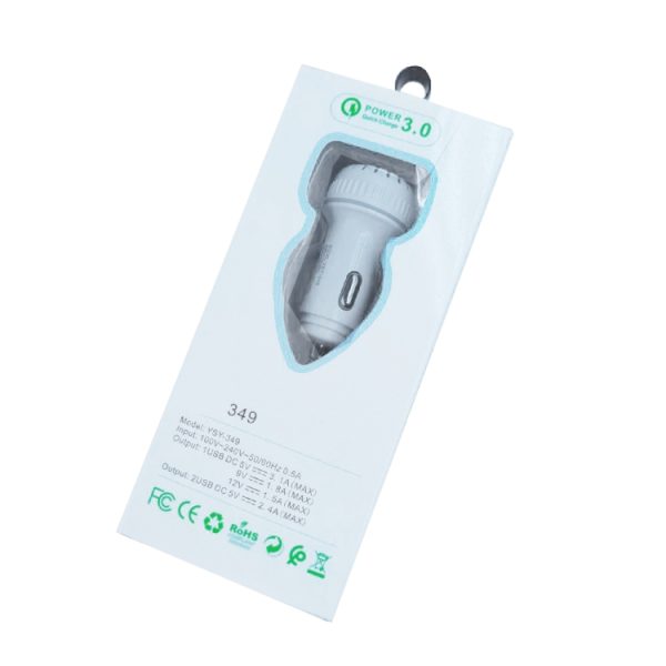 YSY-349 QC3.0 Dual USB-poort Autolader + 1m 3A USB naar Micro USB Datakabel, with Micro USB Cable