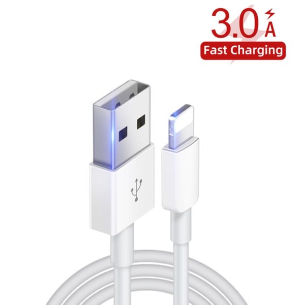 YSY-349 QC3.0 USB-autolader met dubbele poort + 3A USB naar 8-pins datakabel, lengte: 1m, with 8 Pin Cable