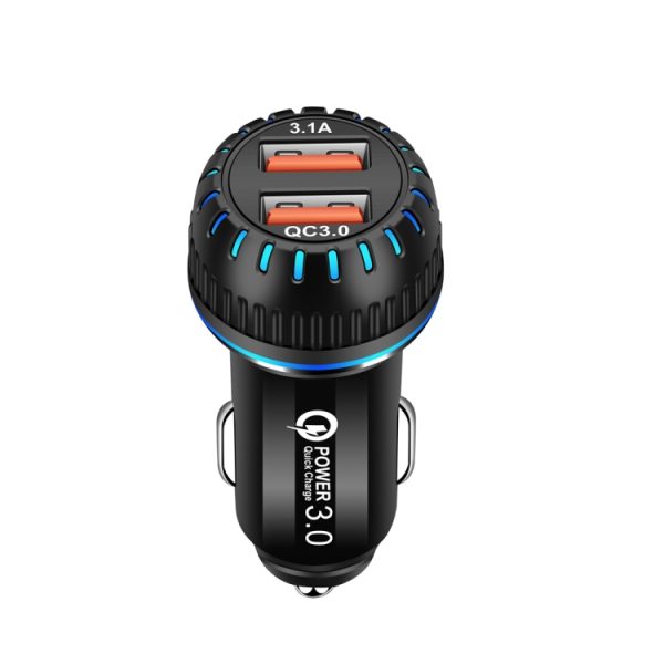 YSY-349 QC3.0 USB-autolader met dubbele poort + 3A USB naar USB-C / Type-C datakabel, lengte: 1m, with USB-C / Type-C Cable