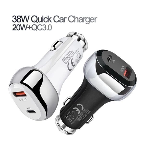 YSY-312PD PD 20W USB-C / Type-C + QC3.0 18W USB-interface 38W krachtige autolader, PD 20W