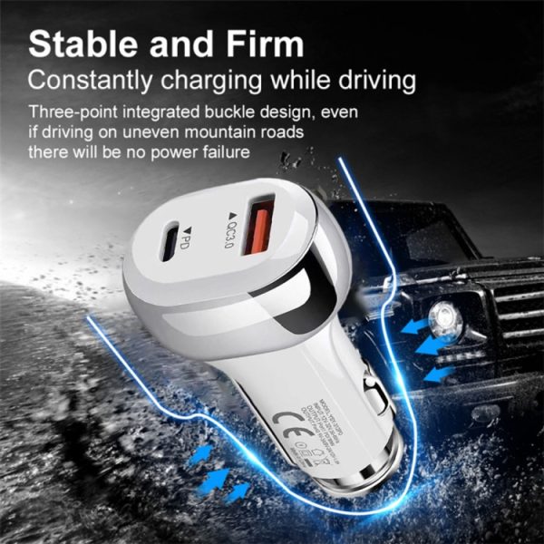 YSY-312PD PD 20W USB-C / Type-C + QC3.0 18W USB-interface 38W krachtige autolader, PD 20W