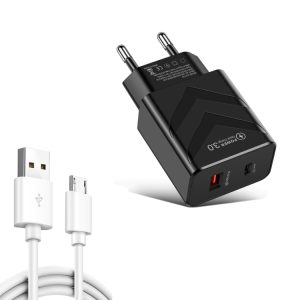 LZ-715 20W PD + QC 3.0 snelladende reislader met twee poorten en USB naar micro-USB-datakabel, EU-stekker, USB to Micro USB Data Cable, EU Plug