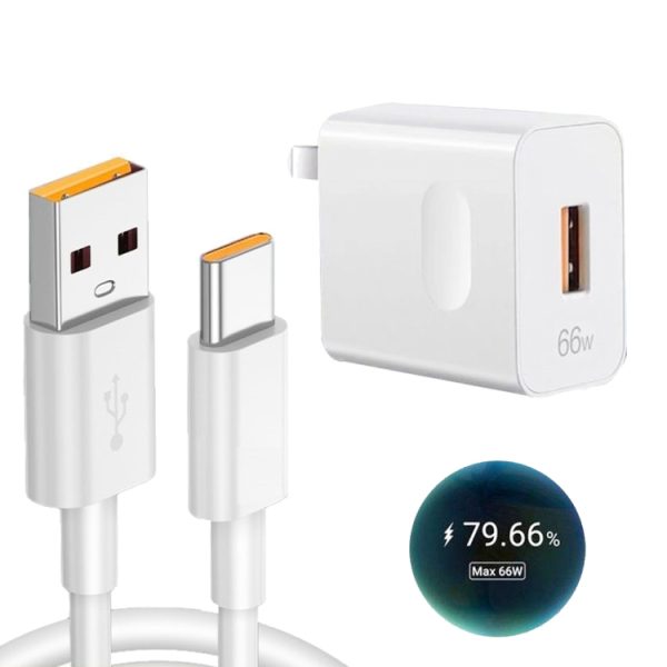 HW-66W 66W USB-snellader voor snel opladen + USB naar Type-C Flash-oplaadgegevenskabel, US-stekker, US Plug(1m), US Plug(1.5m), US Plug(2m)