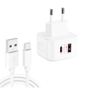YSY-6087PD 20W PD3.0 + QC3.0 Dual Fast Charge reislader met USB naar Type-C datakabel, EU Plug, US Plug, UK Plug