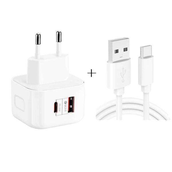 YSY-6087PD 20W PD3.0 + QC3.0 Dual Fast Charge reislader met USB naar Type-C datakabel, EU Plug, US Plug, UK Plug