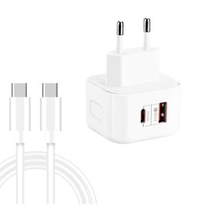 YSY-6087PD 20W PD3.0 + QC3.0 Dual Fast Charge reislader met Type-C naar Type-C datakabel, EU Plug, US Plug, UK Plug