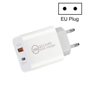 Dual Fast Charging 20W PD3.0+QC 3.0 Interface Reislader voor iPhone, Huawei, Samsung, Xiaomi, EU Plug, US Plug, AU Plug