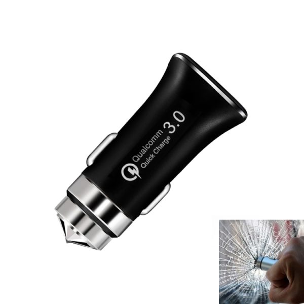 LZ-328 Veiligheidshamer Type QC3.0 USB + USB-C / Type-C snelladende autolader