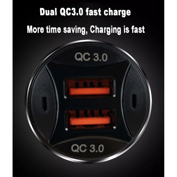 TE-092 36W dubbele QC3.0 USB snelle autolader + USB naar micro-USB datakabelset, with Micro USB Cable