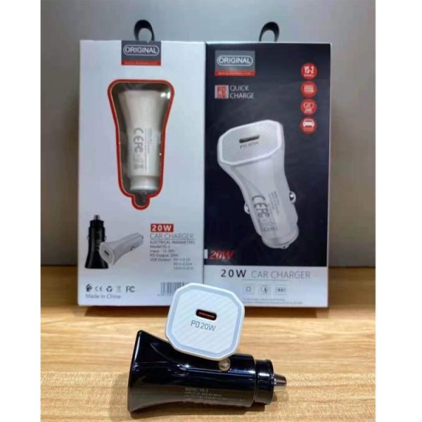 YS-2 PD 20W USB-C / Type-C-interface Snellader voor in de auto voor iPhone-serie / iPad-serie