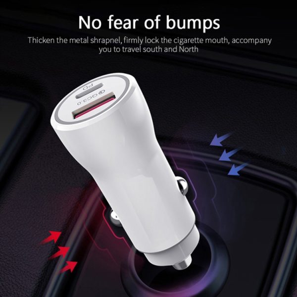 P21 draagbare PD 20W + QC 3.0 18W snelle autolader met twee poorten, P21 Car Charger