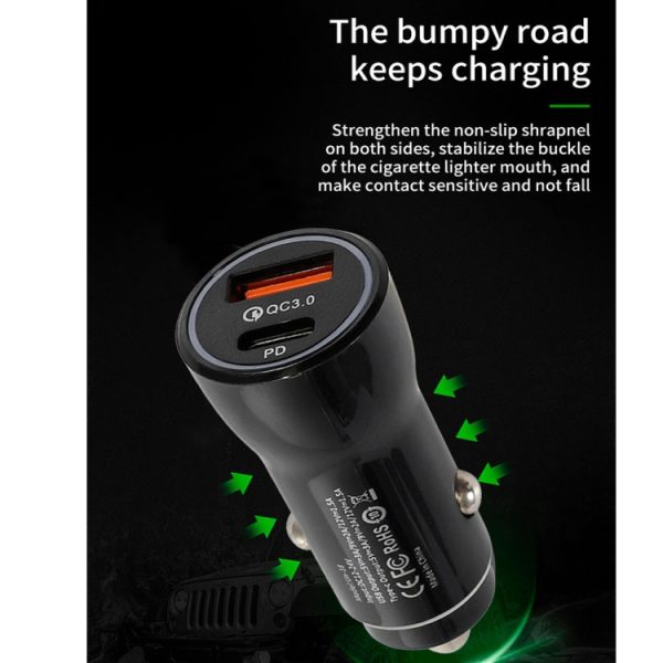 P21 PD 20W USB-C / Type-C + QC3.0 18W USB snelle autolader met USB naar 8-pins datakabelset, USB to 8 Pin