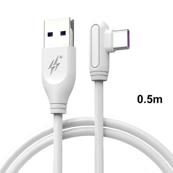 ENKAY Hat-Prince ENK-CB109 5A USB naar USB-C / Type-C 90 graden elleboog siliconen datasynchronisatie snelle oplaadkabel, 0.5m, 1m