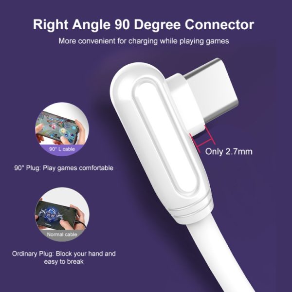 ENKAY Hat-Prince ENK-CB109 5A USB naar USB-C / Type-C 90 graden elleboog siliconen datasynchronisatie snelle oplaadkabel, 0.5m, 1m
