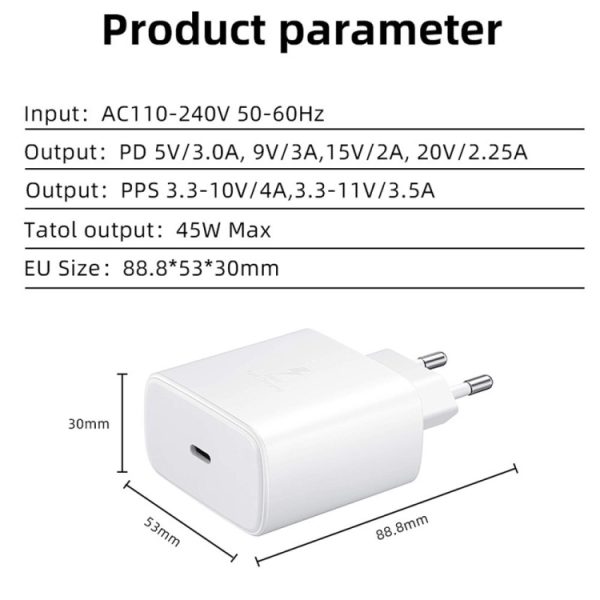 M135 45W USB-C / Type-C poort snellader, EU-stekker, EU Plug