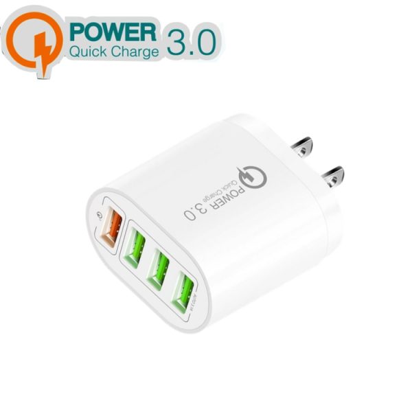 QC-04 QC3.0 + 3 x USB 2.0 multi-poorten oplader voor mobiele telefoon, tablet, US-stekker, US Plug
