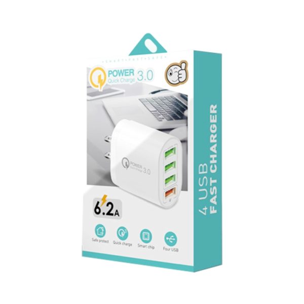 QC-04 QC3.0 + 3 x USB 2.0 multi-poorten oplader voor mobiele telefoon, tablet, US-stekker, US Plug