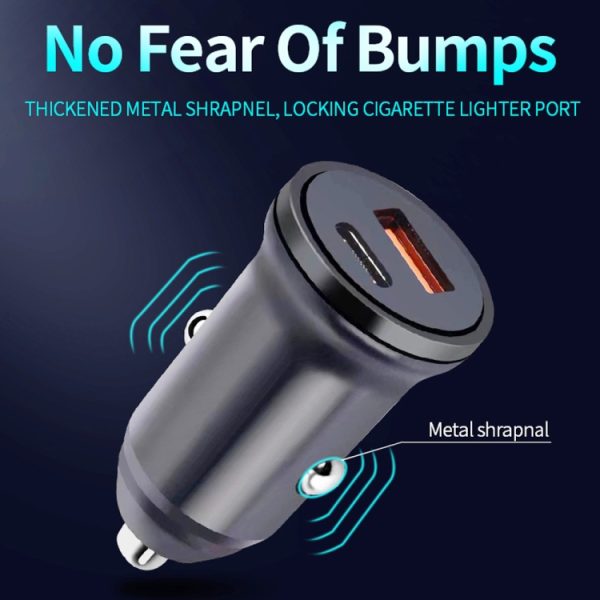 WKN-707 PD 20W USB-C / Type-C + QC 3.0 25W USB mini-autolader met USB-C / Type-C naar 8-pins datakabel, kabellengte: 1m