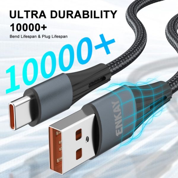 ENKAY 66W USB naar USB-C / Type-C volledig protocol 6A snellaadgegevenskabel, 1m, 2m