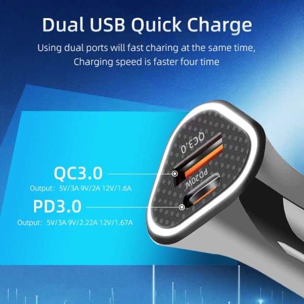 TE-P23 38W PD USB-C / Type-C + QC3.0 USB Driehoek Autolader + USB-C / Type-C naar USB-C / Type-C Datakabel, Lengte: 1m, with Type-C to Type-C Cable