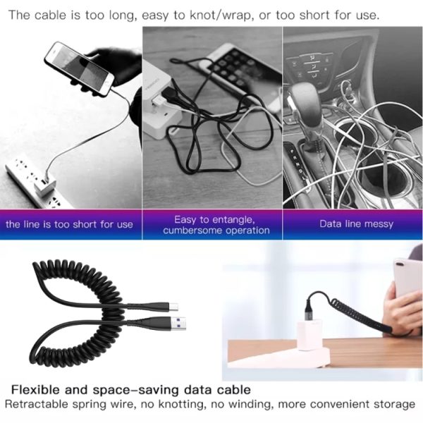 1,5 m lente telescopische mobiele telefoon snel opladen datakabel, USB to 8 Pin, USB to Type-C, USB to Micro USB