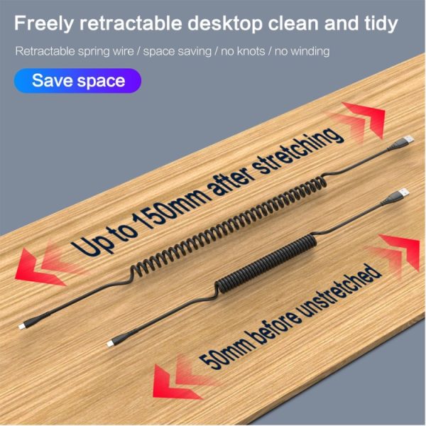 1,5 m lente telescopische mobiele telefoon snel opladen datakabel, USB to 8 Pin, USB to Type-C, USB to Micro USB
