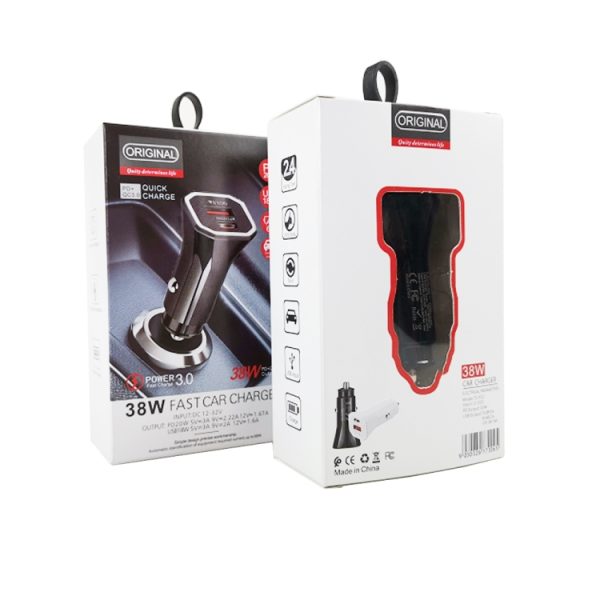 TE-P22 38W PD20W + QC3.0 USB auto opladen + USB-C / Type-C naar USB-C / Type-C datakabel, lengte: 1m, with Dual Type-C Cable