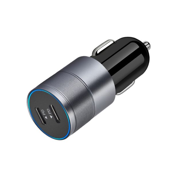 Dubbele PD 3.0 40 W Type-C autolader met 1 m Type-C naar Type-C datakabel, with Dual Type-C Cable