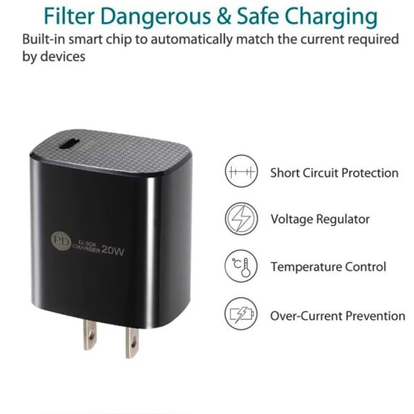 PD11 Enkele PD3.0 USB-C / Type-C 20W snellader met 1 m Type-C naar Type-C datakabel, US-stekker, US Plug + Type-C to Type-C Cable