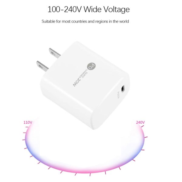PD11 Enkele PD3.0 USB-C / Type-C 20W snellader met 1 m Type-C naar Type-C datakabel, US-stekker, US Plug + Type-C to Type-C Cable