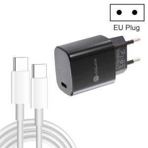 PD11 Enkele PD3.0 USB-C / Type-C 20W snellader met 1 m Type-C naar Type-C datakabel, EU-stekker, EU Plug + Type-C to Type-C Cable