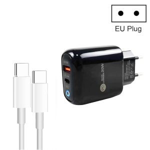 PD04 Type-C + USB mobiele telefoonoplader met Type-C naar Type-C kabel, EU-stekker, EU Plug + Type-C to Type-C Cable