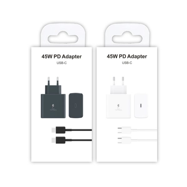 M135 45W USB-C / Type-C poort snellader met 5A Type-C naar Type-C kabel, EU-stekker, EU Plug + Type-C Cable