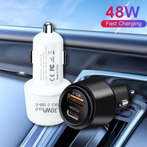 P29 48W PD30W + QC3.0 18W USB-autolader met dubbele poort, P29 (Black), P29 (White)