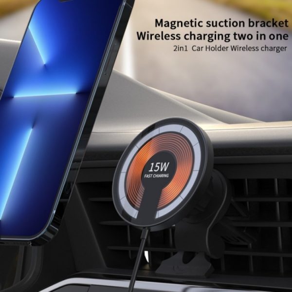 T09 2 in 1 transparante auto magnetische draadloze oplader 15W snellaadstandaard