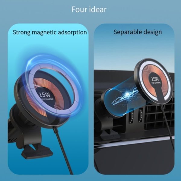 T09 2 in 1 transparante auto magnetische draadloze oplader 15W snellaadstandaard