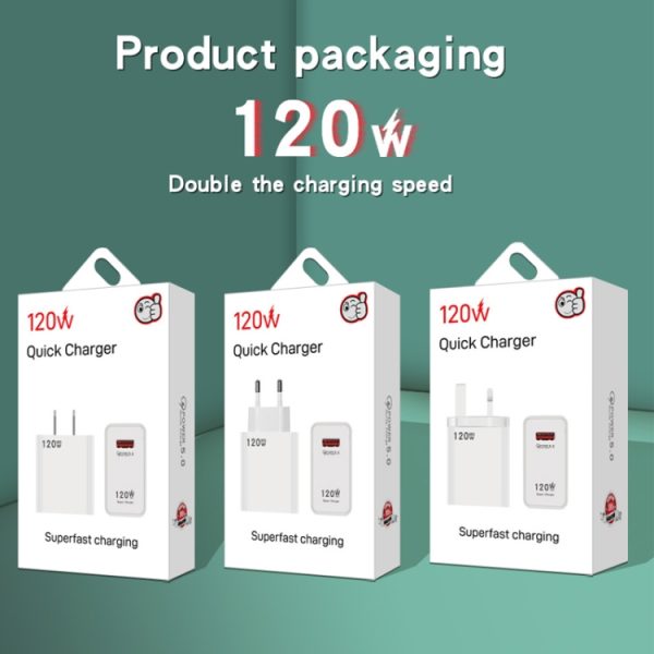 120W USB Super Fast Charging Charger Geschikt voor Xiaomi 12 / 12 Pro en Huawei / vivo, EU Plug, US Plug, UK Plug