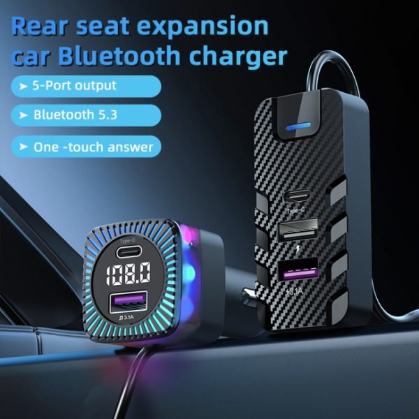 CS11 Multi-Port Rear Seat Extended Car Fast Charger Ondersteuning Bluetooth MP3 Play