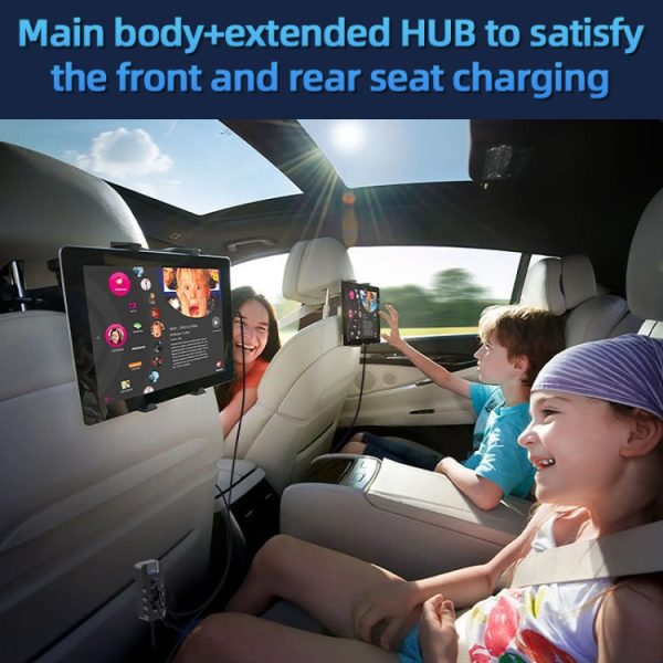 CS11 Multi-Port Rear Seat Extended Car Fast Charger Ondersteuning Bluetooth MP3 Play