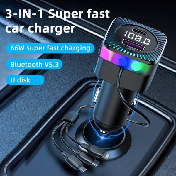 CS5 Auto 3 in 1 Bluetooth 5.3 MP3-speler FM-zender Oplader met kabel